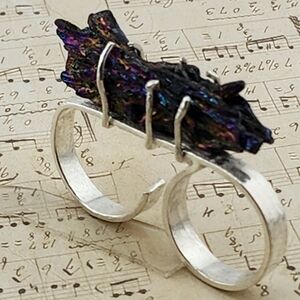 TITANIUM KYANITE RAW STONE RING HANDMADE .925 SS ADJUSTABLE STYLE